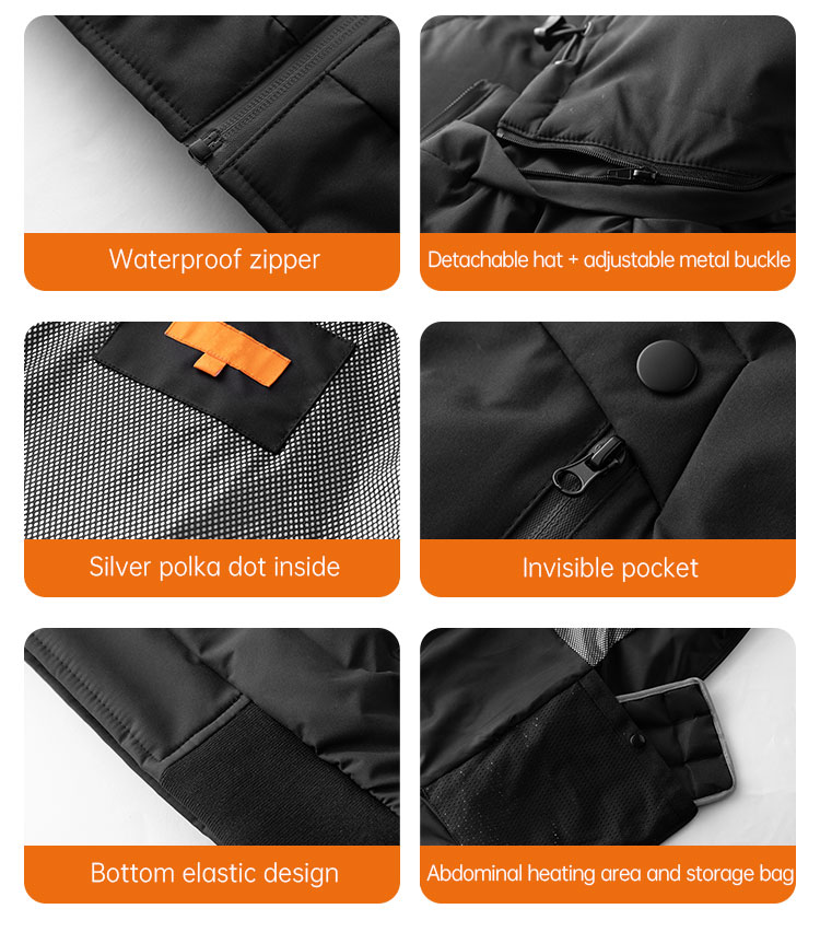 heated vest with usb detail