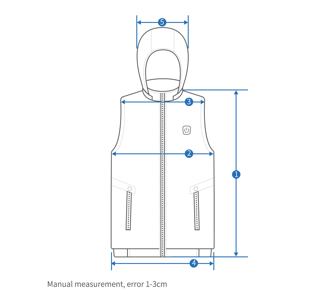 size chat of adjustable heated vest