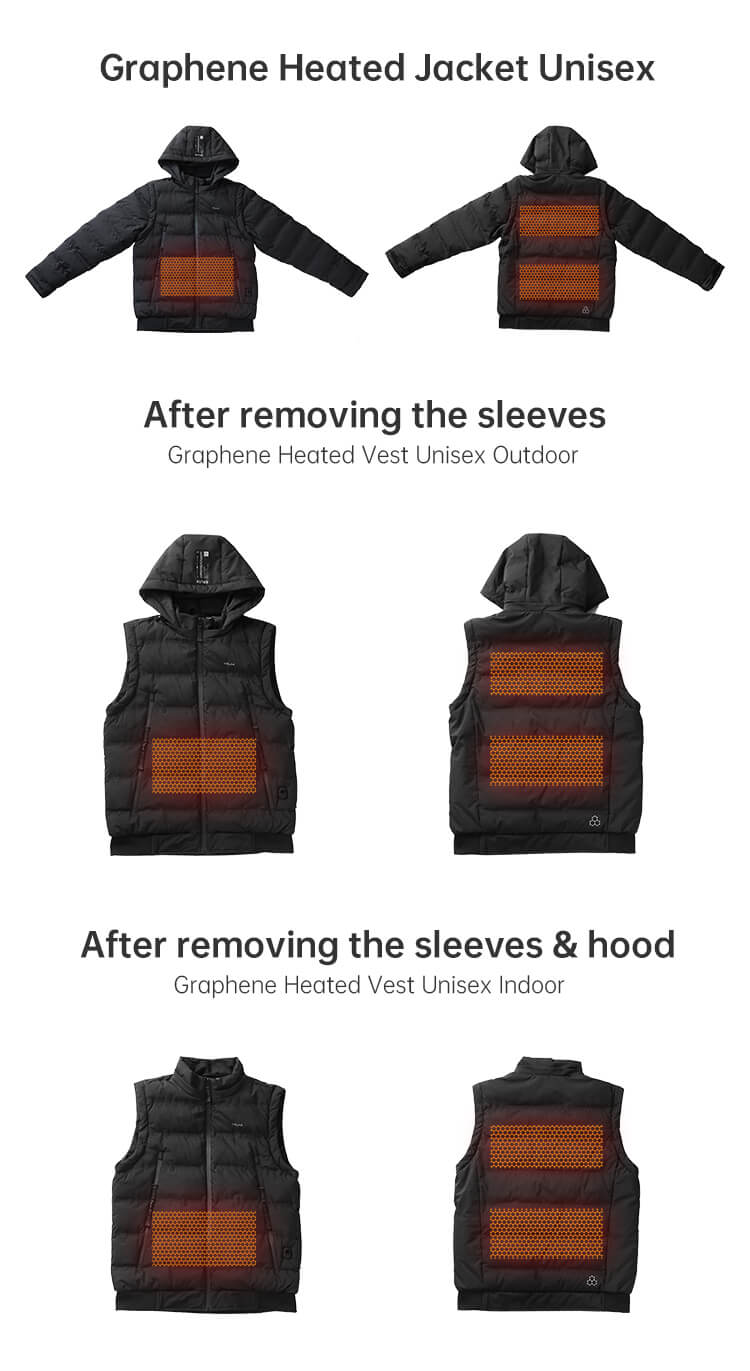 graphene heated jacket with hood